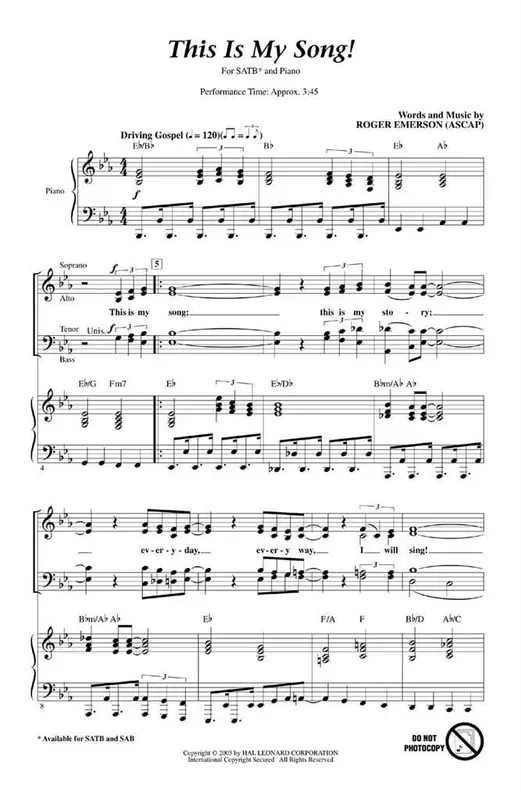 Roger Emerson This Is My Song! Gemischter Chor mit Begleitung