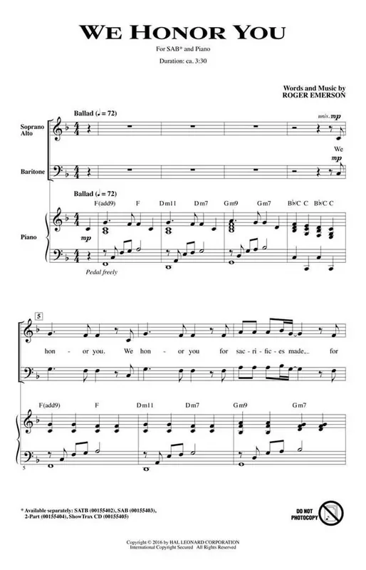 Roger Emerson We Honor You Gemischter Chor mit Begleitung