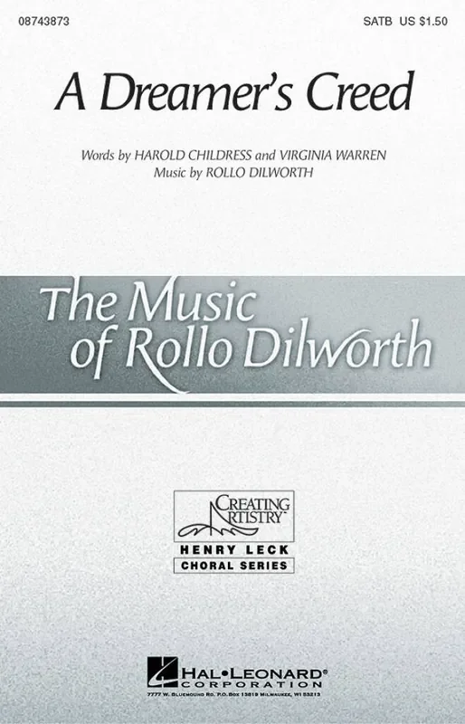 Rollo Dilworth A Dreamer‘s Creed Gemischter Chor mit Begleitung