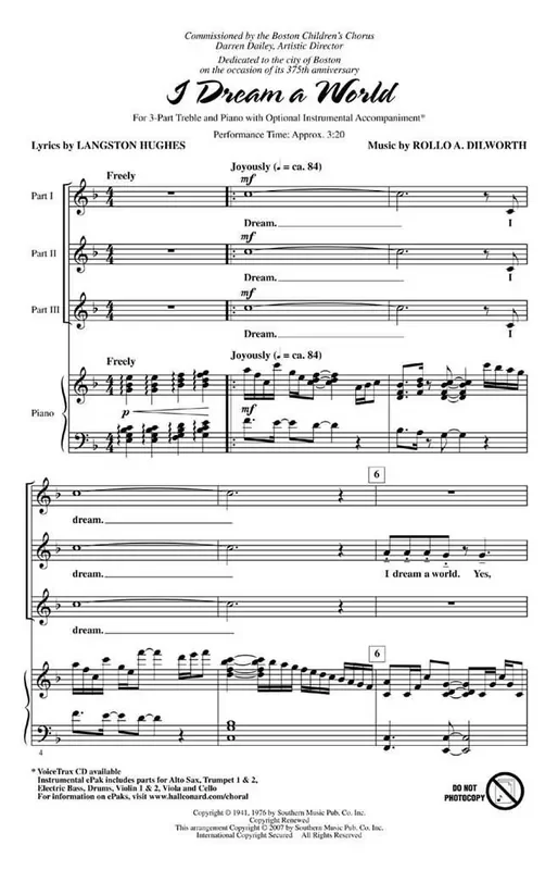 Rollo Dilworth I Dream a World Frauenchor mit Begleitung