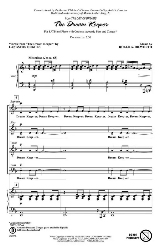 Rollo Dilworth The Dream Keeper Gemischter Chor mit Begleitung