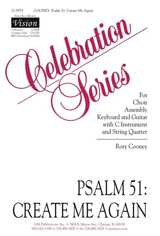 Rory Cooney Psalm 51 Create Me Again Gemischter Chor mit Klavier/Orgel