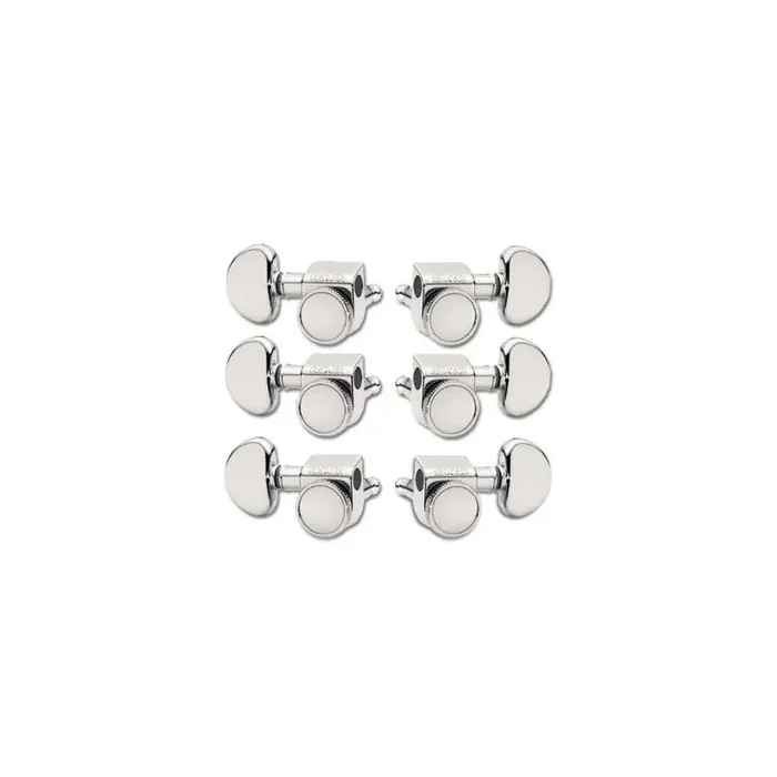 ROTO-GRIP Standard Size Guitar Machine Heads, Chrome / 3 + 3 – Crown Shape Button