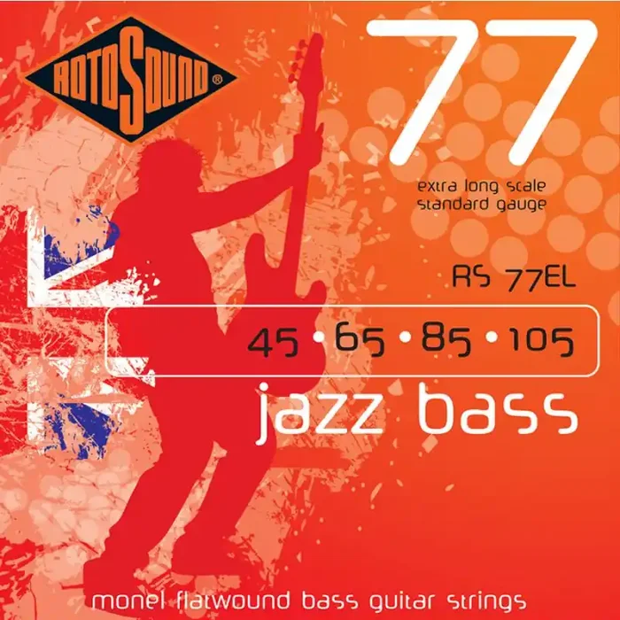 Rotosound Jazz Bass 77 snarenset basgitaar, monel flatwound, 50-110, standard gauge, extra long scale