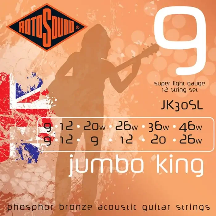 Rotosound Jumbo King snarenset akoestisch 12-snarig, phosphor bronze wound, 9-46, super light