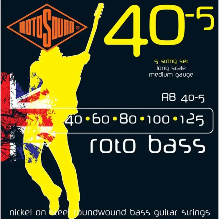 Rotosound Rotobass snarenset basgitaar, 5-snarig, nickel wound 40-125, medium guage