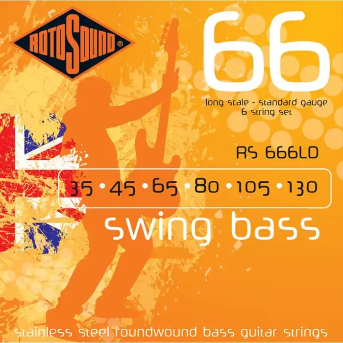 Rotosound Swing Bass 66 snarenset basgitaar, 6-snarig, stainless steel, 35-130, standard gauge
