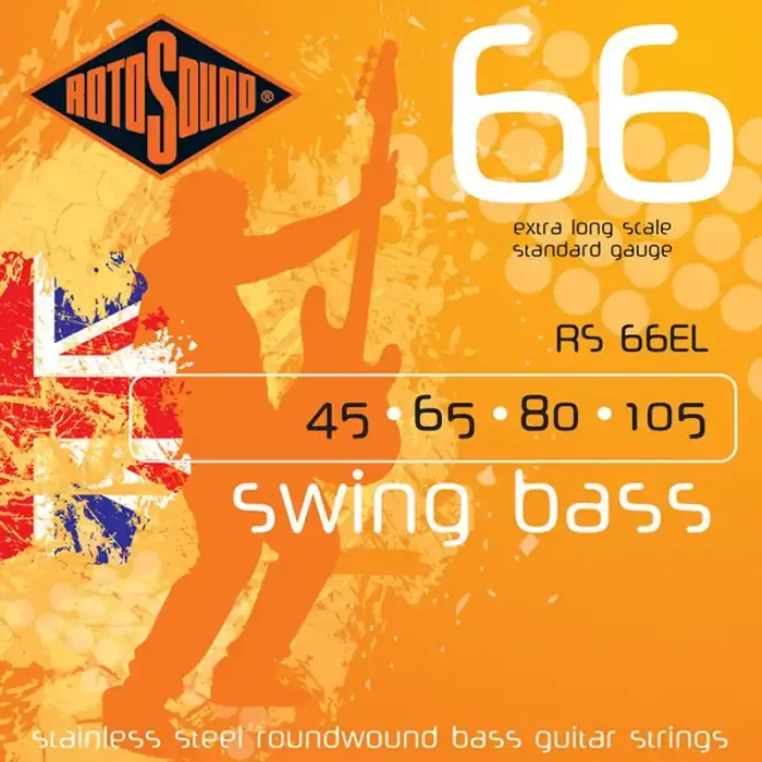 Rotosound Swing Bass 66 snarenset basgitaar, stainless steel, 45-105, standard gauge, extra long scale