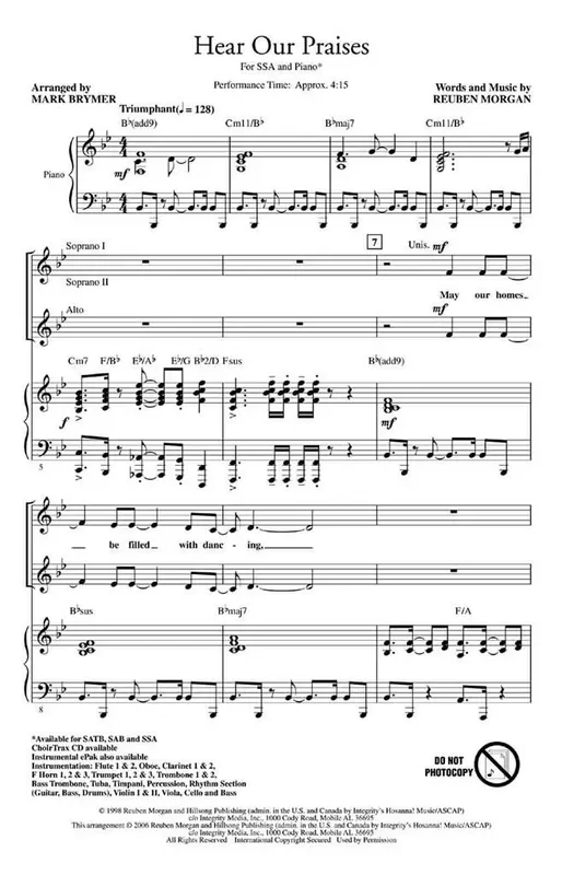 Rueben Morgan Hear our praises (Arr. Mark Brymer) Frauenchor mit Begleitung