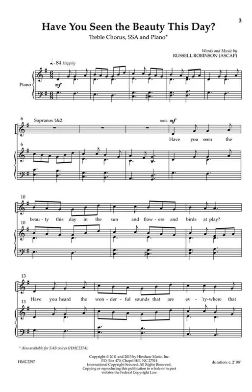 Russell L. Robinson Have You Seen The Beauty This Day (Arr. Russell L. Robinson) Frauenchor mit Klavier/Orgel