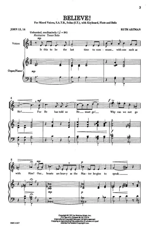 Ruth Artman Believe (Arr. Ruth Artman) Gemischter Chor mit Begleitung