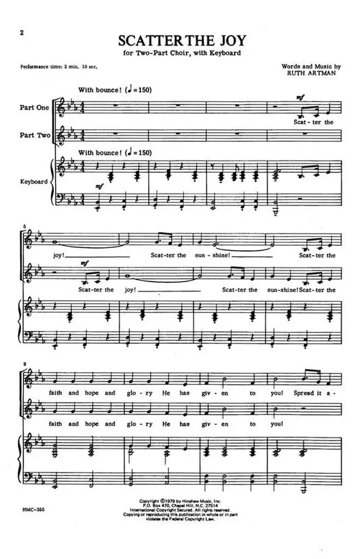 Ruth Artman Scatter The Joy (Arr. Ruth Artman) Frauenchor mit Klavier/Orgel