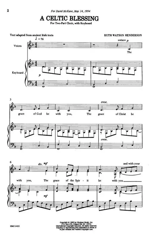 Ruth Watson Henderson A Celtic Blessing (Arr. Ruth Watson Henderson) Frauenchor mit Klavier/Orgel
