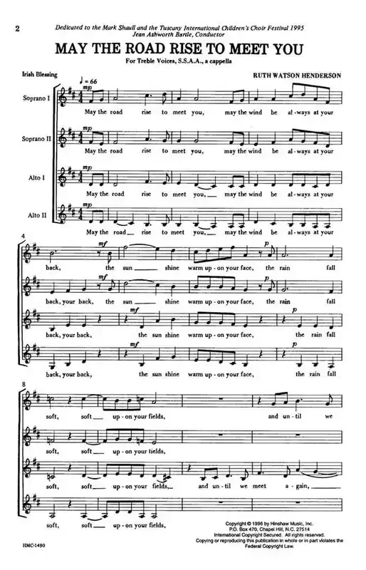Ruth Watson Henderson May The Road Rise To Meet You (Arr. Ruth Watson Henderson) Frauenchor A cappella