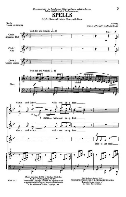Ruth Watson Henderson Spells (Arr. Ruth Watson Henderson) Frauenchor mit Klavier/Orgel