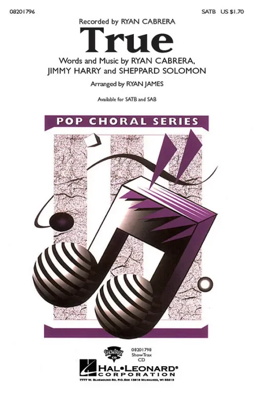 Ryan Cabrera True (Arr. Ryan James) Gemischter Chor mit Begleitung
