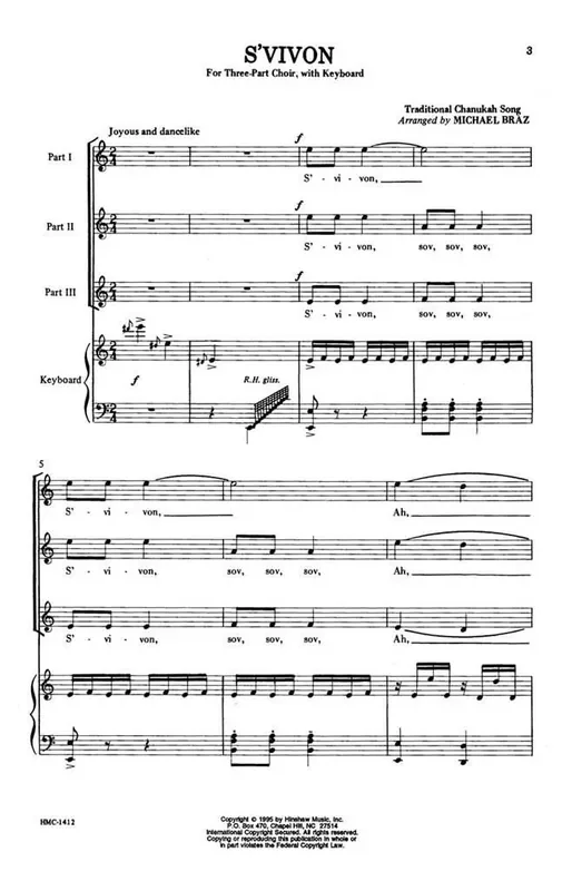 S‘vivon (Arr. Michael Braz) Gemischter Chor mit Klavier/Orgel