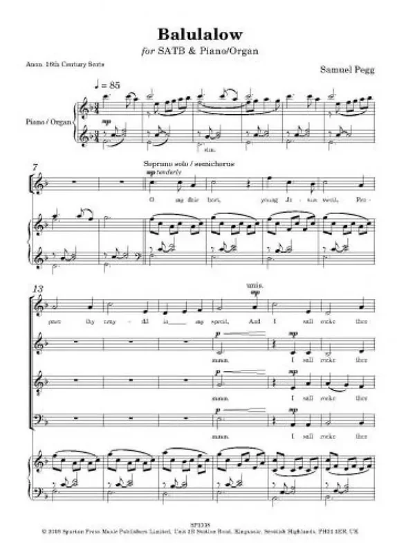 Sam Pegg Balalulow Gemischter Chor mit Begleitung