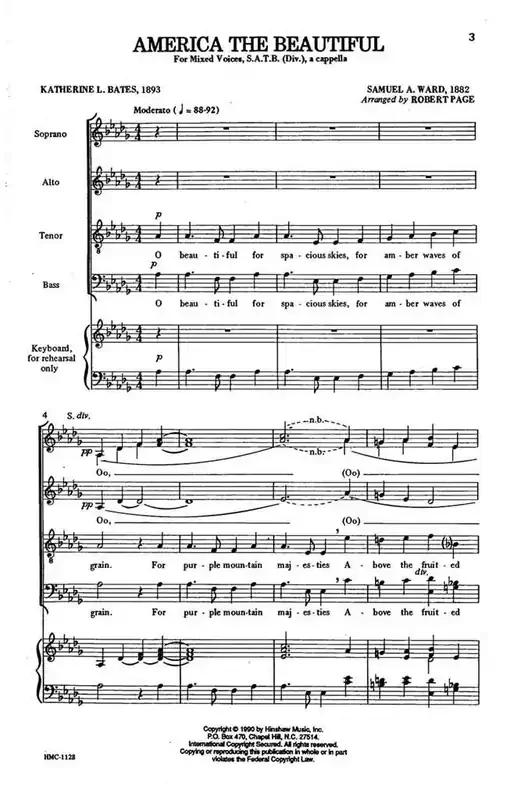 Samuel A. Ward America The Beautiful (Arr. Robert Page) Gemischter Chor A cappella