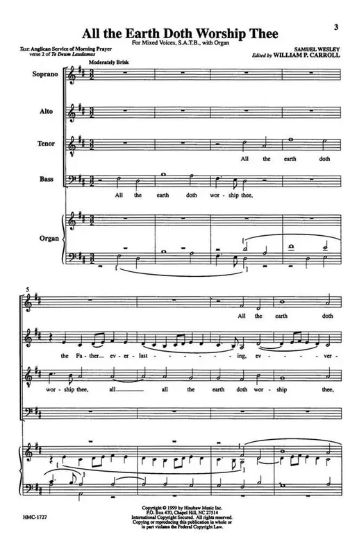 Samuel Sebastian Wesley All The Earth Doth Worship Thee (Arr. Samuel Sebastian Wesley) Gemischter Chor mit Klavier/Orgel