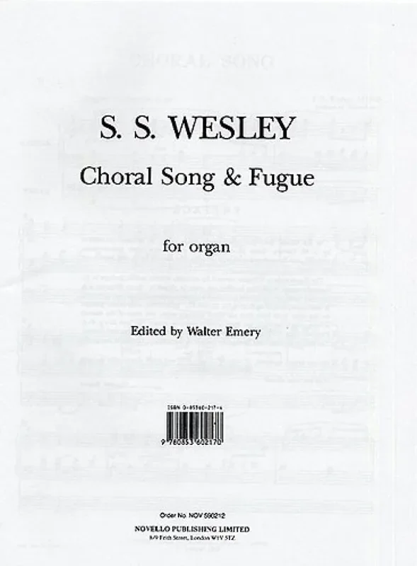 Samuel Wesley Choral Song And Fugue Orgel