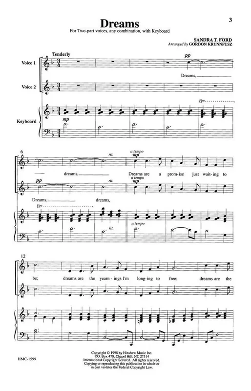 Sandra T. Ford Dreams (Arr. Gordon Krunnfusz) Frauenchor mit Klavier/Orgel