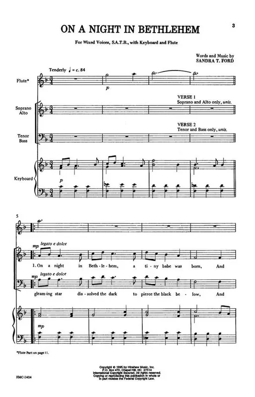 Sandra T. Ford On A Night In Bethlehem (Arr. Sandra T. Ford) Gemischter Chor mit Begleitung