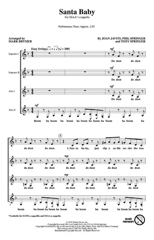 Santa Baby (Arr. Mark Brymer) Frauenchor A cappella