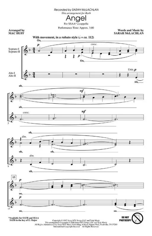 Sarah McLachlan Angel (a.c.) (Arr. Mac Huff) Frauenchor mit Begleitung