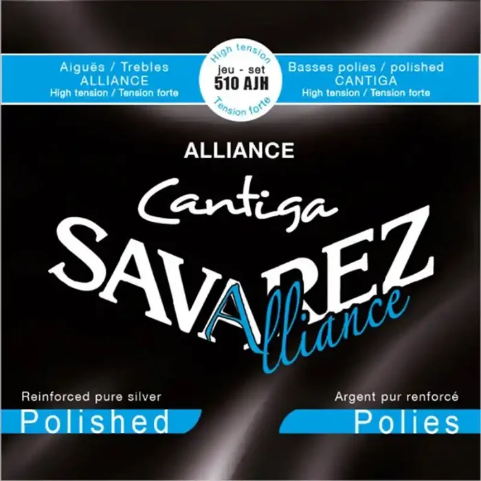 Savarez Alliance Cantiga string set classic guitar, Alliance trebles, Cantiga silverwound polished basses, high tension