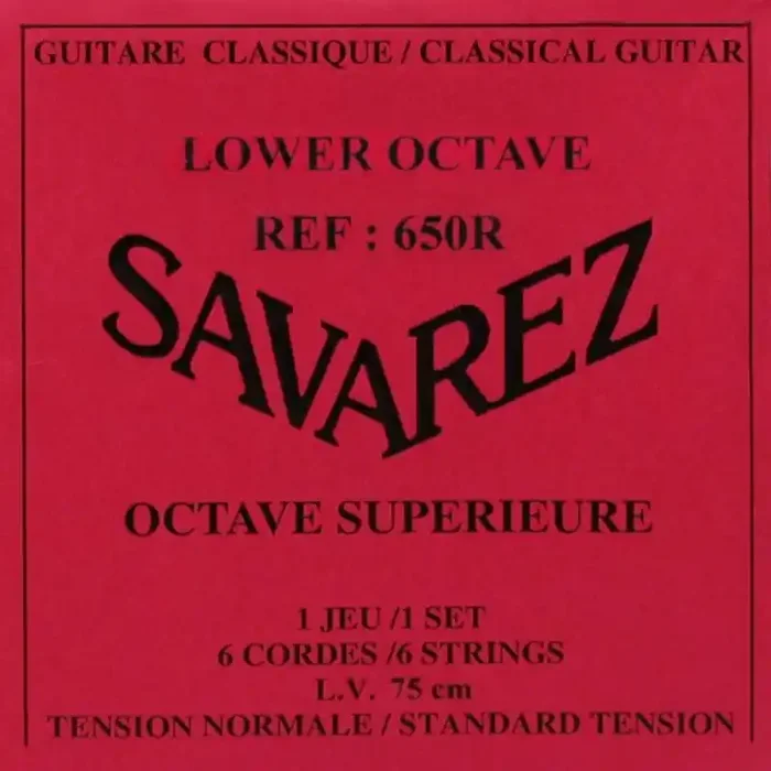 Savarez snarenset klassiek for lower octaaf, silverplated wound, scale 75 cm, normal tension