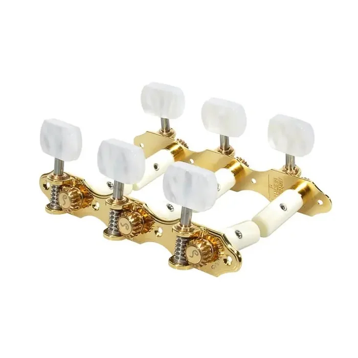 Schaller GrandTune Classic Hauser machine heads pearloid white pegs, white string rollers, gold