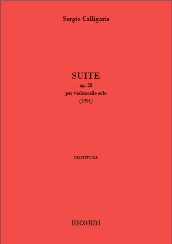Sergio Calligaris Suite op. 28 Cello Solo