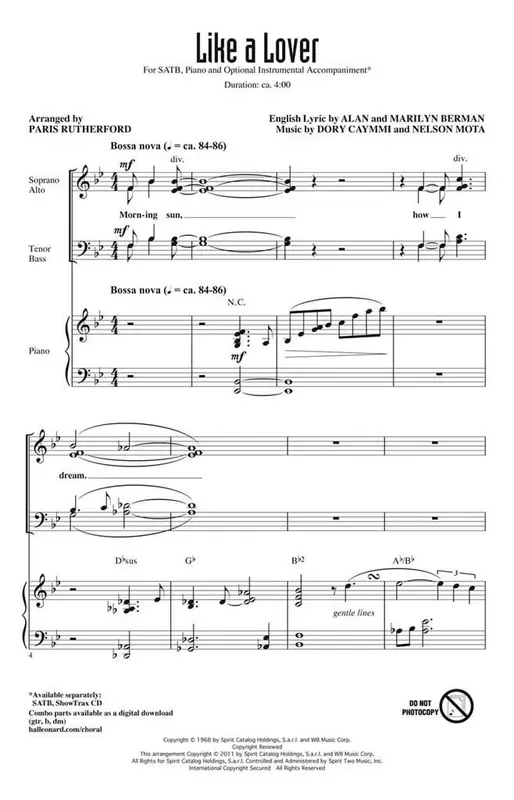 Sergio Mendez Like a Lover (Arr. Paris Rutherford) Gemischter Chor mit Begleitung