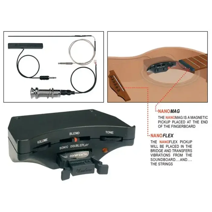 Shadow soundhole preamp, with NFX piezo and nmg, endpin jack, 2x3v battery, volume and tone blend