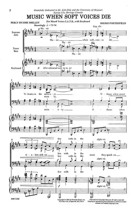 Sherri Porterfield Music When Soft Voices Die (Arr. Sherri Porterfield) Gemischter Chor mit Klavier/Orgel