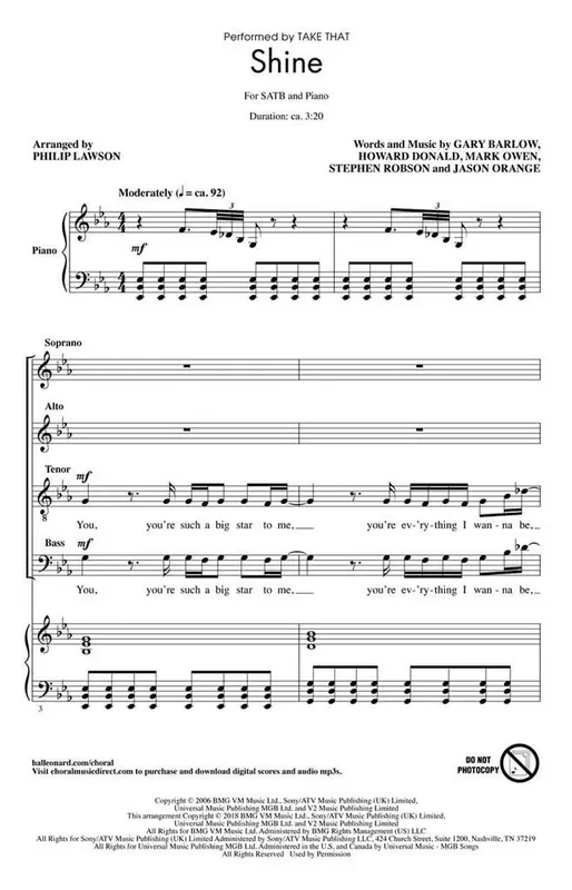 Shine (Arr. Philip Lawson) Gemischter Chor mit Begleitung