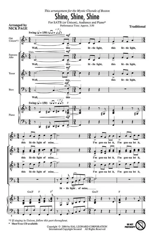 Shine, Shine, Shine (Arr. Nick Page) Gemischter Chor mit Begleitung