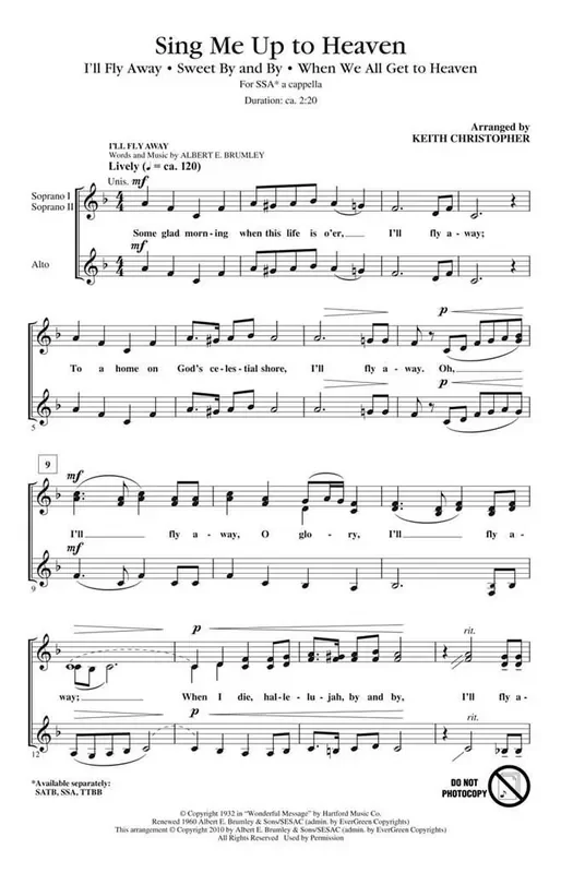Sing Me Up to Heaven (Arr. Keith Christopher) Frauenchor A cappella