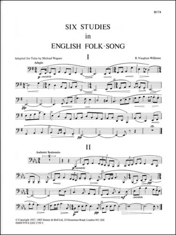 Six Studies In English Folk Song For Tuba Tuba Solo