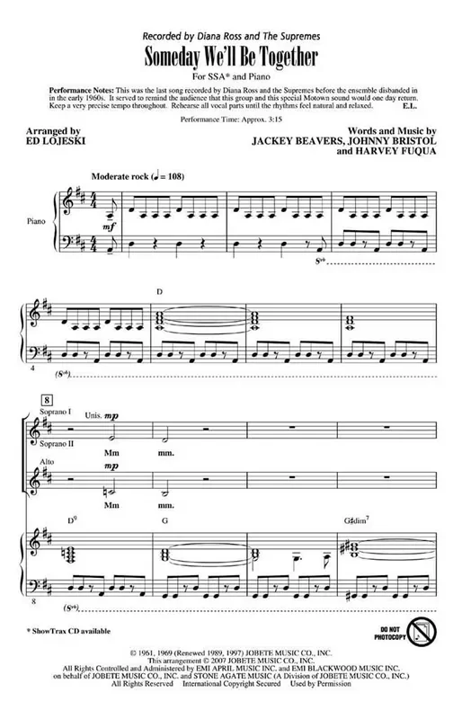 Someday We‘ll Be Together (Arr. Ed Lojeski) Frauenchor mit Begleitung