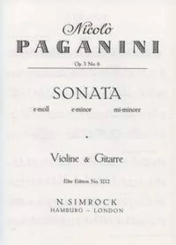 Sonata in E Minor op. 3-6 Violine mit Begleitung