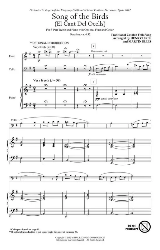 Song of the Birds (Arr. Henry Leck) Gemischter Chor mit Begleitung