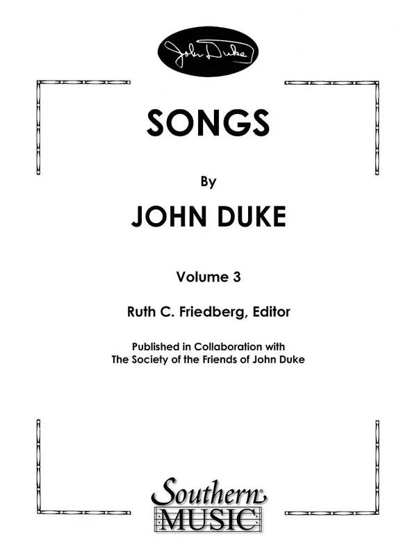 Songs By John Duke, Vol. 3 Gesang Solo