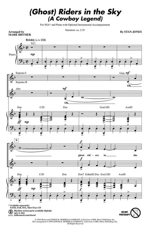 Stan Jones (Ghost) Riders in the Sky (Arr. Mark Brymer) Frauenchor mit Begleitung