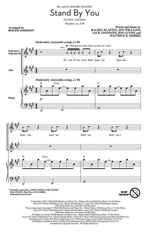 Stand By You (Arr. Roger Emerson) Frauenchor mit Begleitung