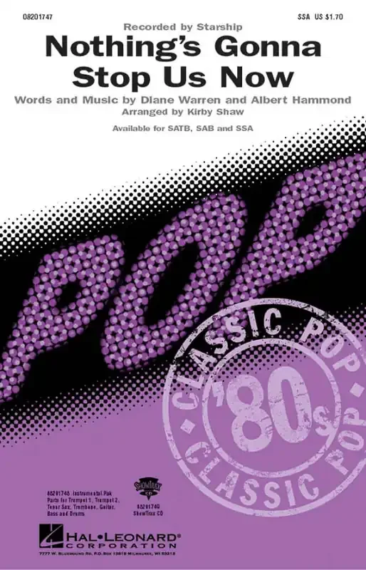 Starship Nothing‘s Gonna Stop Us Now (Arr. Kirby Shaw) Frauenchor mit Begleitung