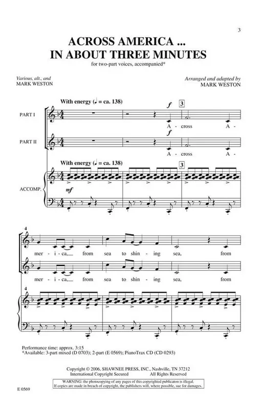 Stephen Foster Across America … In About Three Minutes (Arr. Mark Weston) Frauenchor mit Begleitung