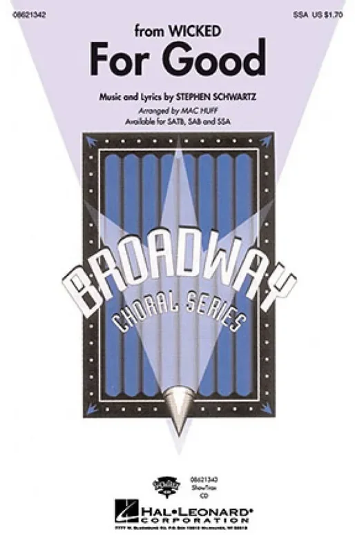 Stephen Schwartz For Good (Arr. Mac Huff) Frauenchor mit Klavier/Orgel