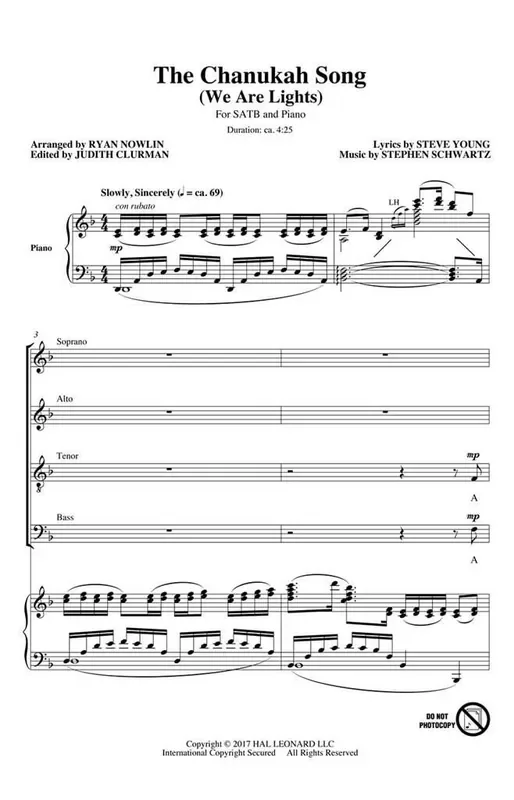 Stephen Schwartz The Chanukah Song (Arr. Ryan Nowlin) Gemischter Chor mit Begleitung